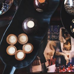 High angle view of illuminated lamp