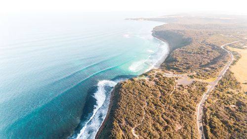 High angle view of sea against sky