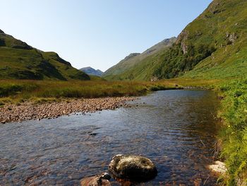 Scenic view of river against clear sky