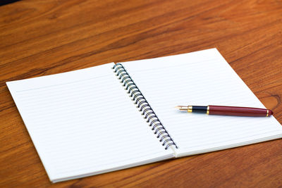 High angle view of pen on table