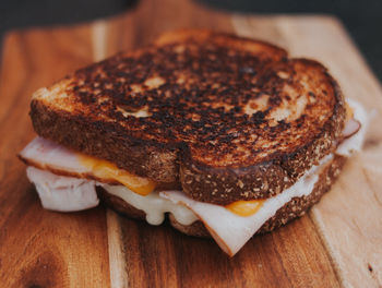 Close-up of sandwich on table