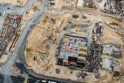 High angle view of construction site on road in city