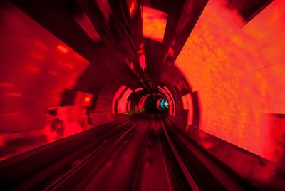 View of illuminated subway tunnel