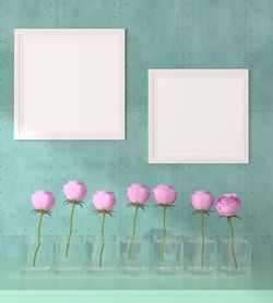 Pink flowers on table