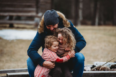 Portrait of mother and daughter outdoors