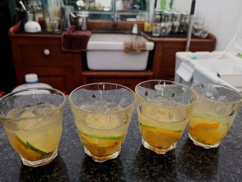 Close-up of drinks on table