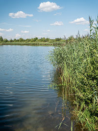 Scenic view of lake against sky