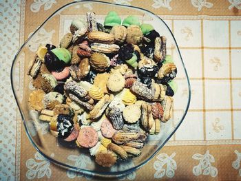 High angle view of food on table