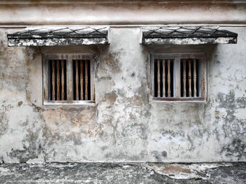 Close-up of window on old building