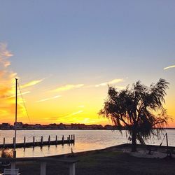 Scenic view of sea at sunset