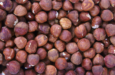 Full frame shot of hazelnuts