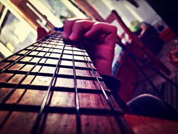 Low angle view of red wall