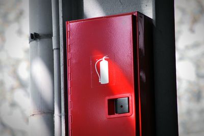 Close-up of red door