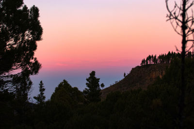 Scenic view of silhouette trees against sky during sunset