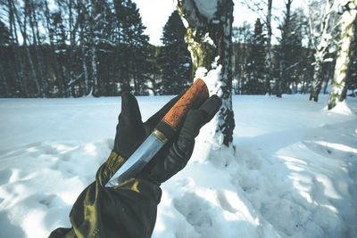 Person on snow covered field