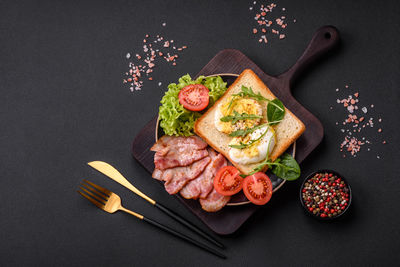 High angle view of food on table