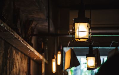 Close-up of lit lamp