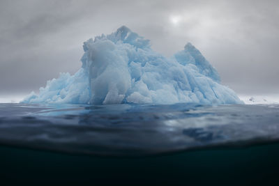 Scenic view of frozen sea against sky