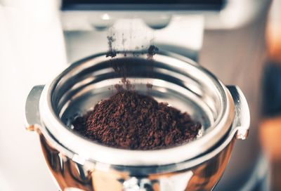 High angle view of coffee in jar