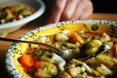 Close-up of person preparing food