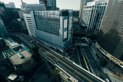 High angle view of city street