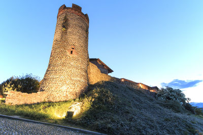 Low angle view of castle against clear sky