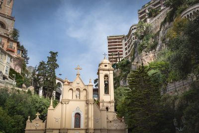 Low angle view of buildings against sky