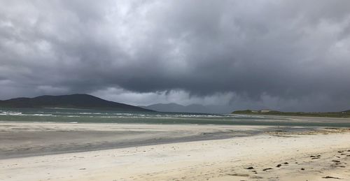 Scenic view of sea against cloudy sky