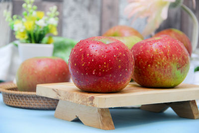 Close-up of apples on table