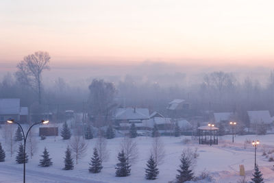 Majestic sunset in the winter mountains landscape