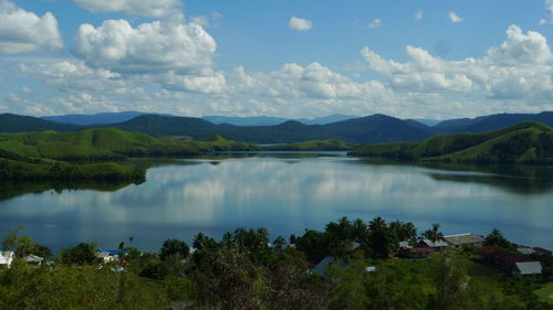 Scenic view of lake against sky