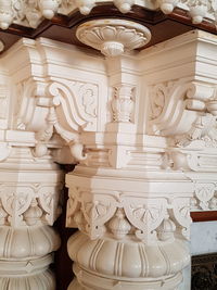 Close-up of statue against white ceiling