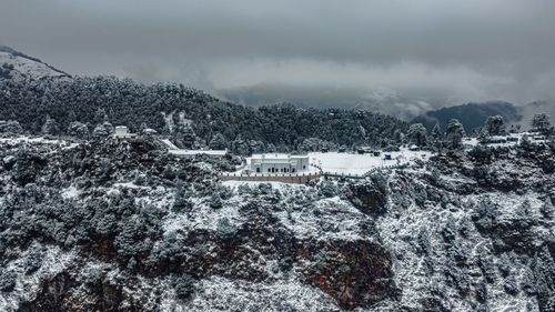 High angle view of townscape against sky