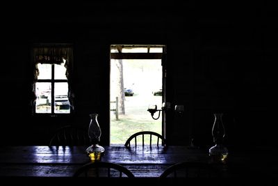 View of glass through window