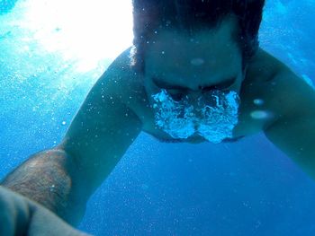 Low angle view of man in swimming pool at sintra