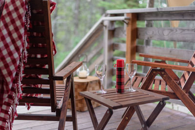 View of empty chairs and table