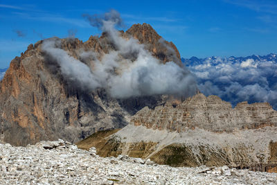 Scenic view of volcanic mountain