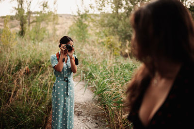 Woman photographing