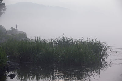 Scenic view of lake against sky