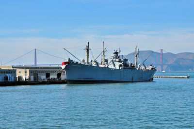 View of ship in sea