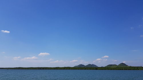 Scenic view of sea against blue sky