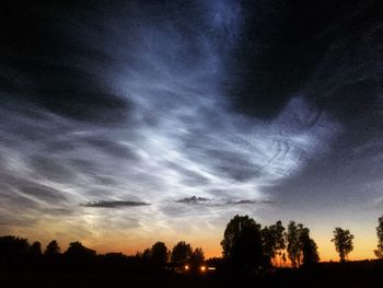 Low angle view of silhouette trees against sky during sunset