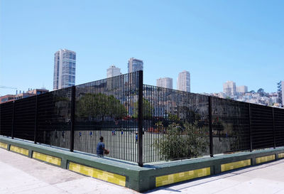 View of skyscrapers against clear sky