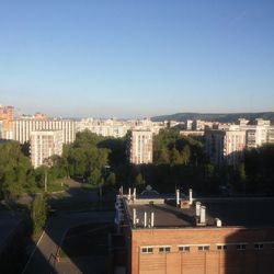 Cityscape against clear sky