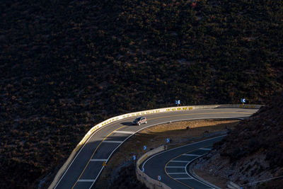 High angle view of road at night