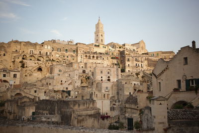 Low angle view of old buildings in town