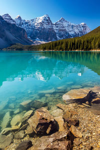 Moraine lake on a sunny summer day in banff national park, alberta