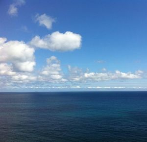 Scenic view of sea against cloudy sky