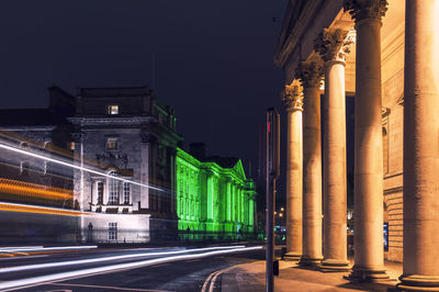 Light trails on street at night