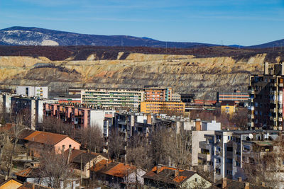 High angle view of townscape against sky